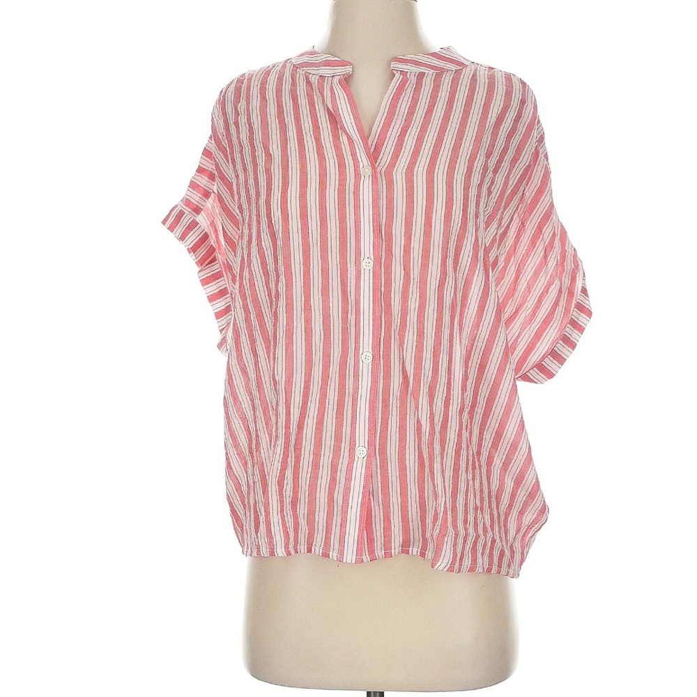 FELICITE short sleeve cotton tencel lightweight striped boxy top size 3